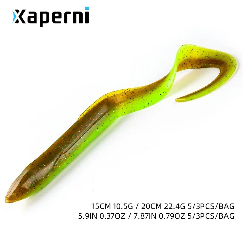 Xaperni EEL Soft Lures 20cm 15cm Artificial Lures Fishing Worm Silicone Bass Pike Minnow Swimbait Jigging Plastic Baits