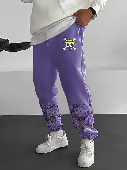 Men's Fashion One Piece Comic Print Casual Pants