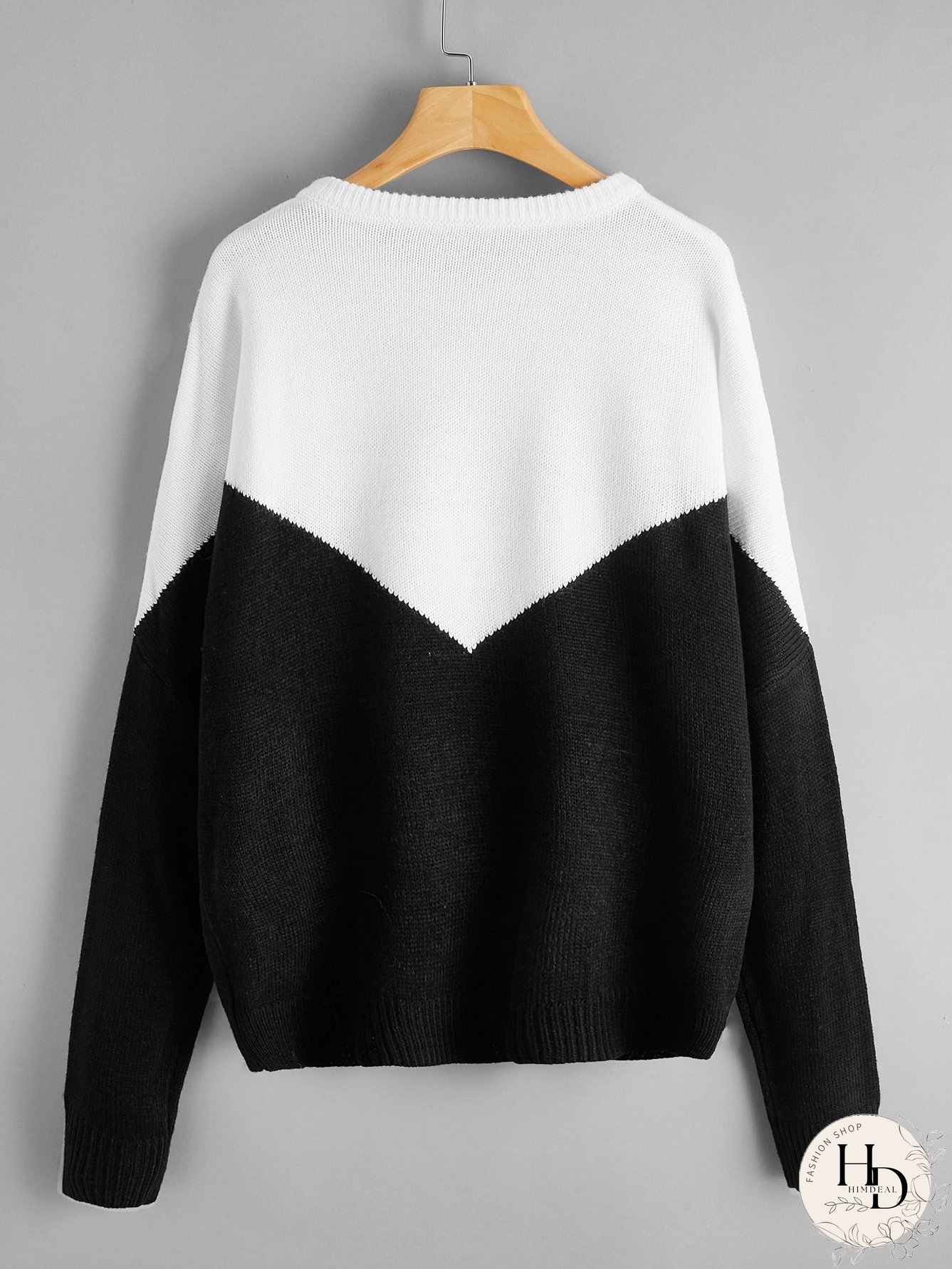 Color Block Drop Shoulder Sweater