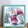 Gnome Playing With Snow - 11CT Stamped Cross Stitch - 40*40cm