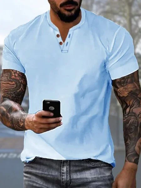 Men's Daily Casual Simple Plain Short Sleeve Shirt