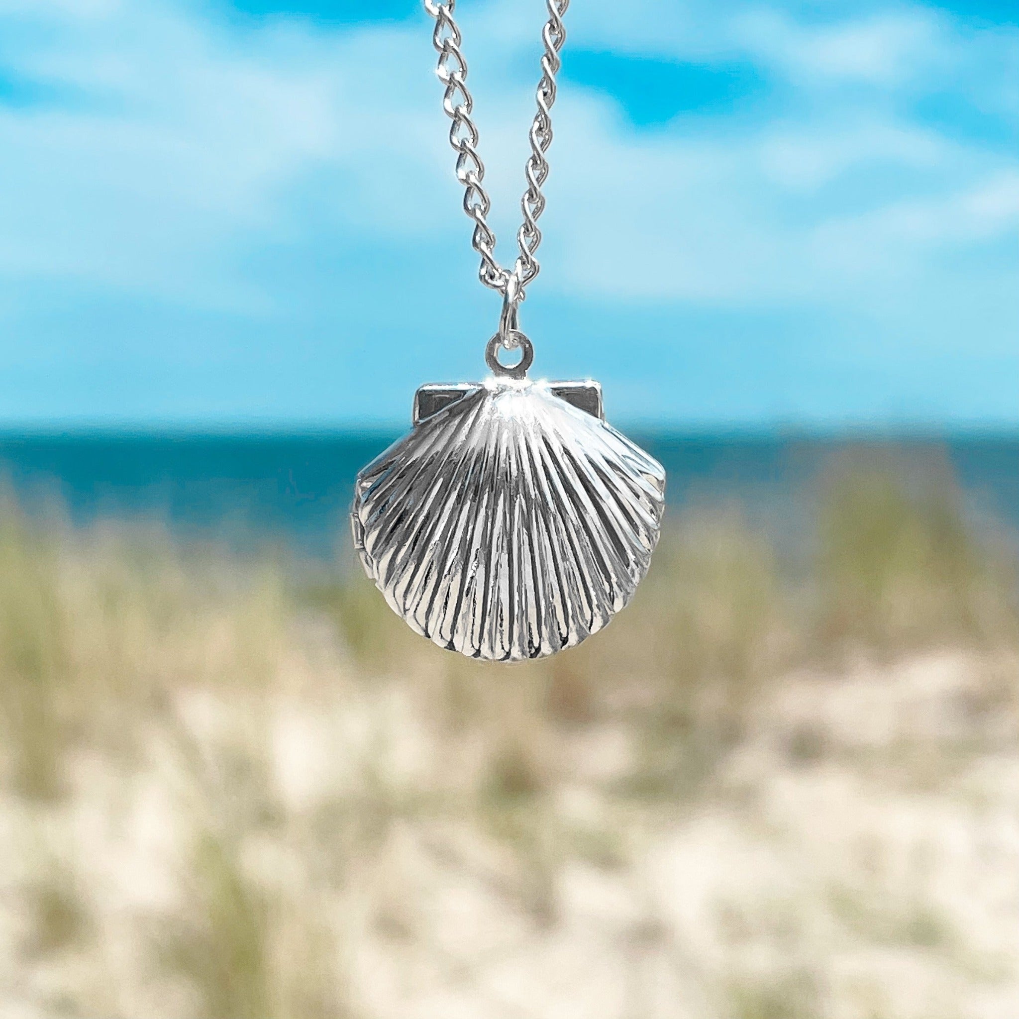 Fan Shell Locket Necklace