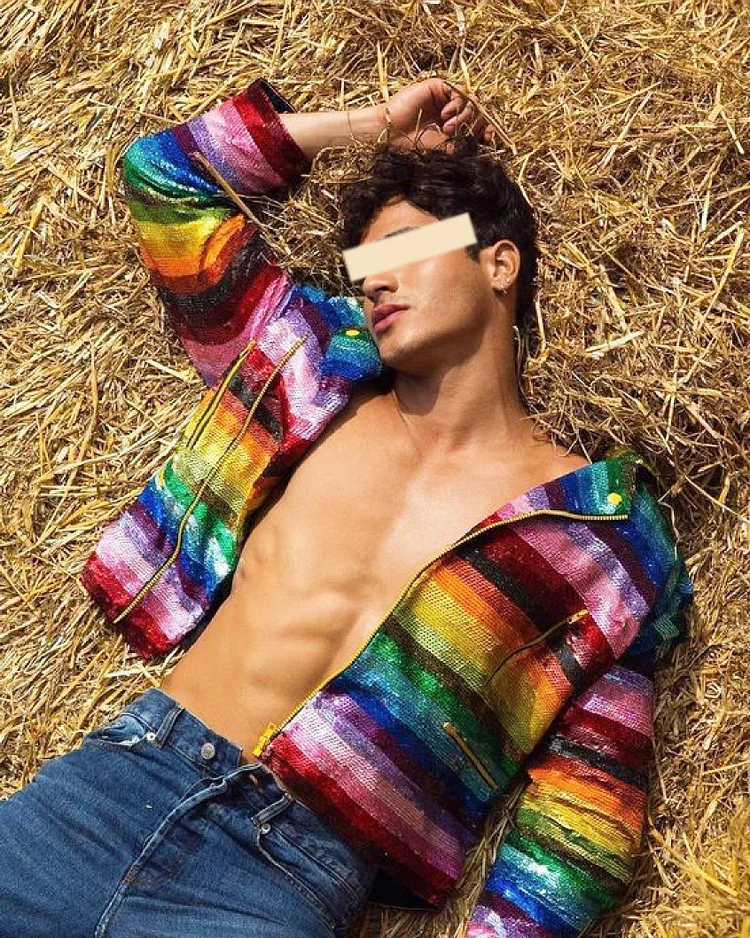 Men's Rainbow Day Color Stripe Zip-Up Jacket