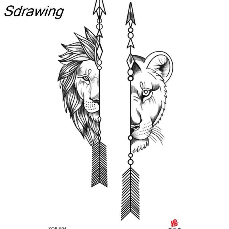 Sdrawing Waterproof Lasting Temporary Tattoo Flower Arm Tattoo Stickers Dark Hot Girl Snake Tiger Lion Fake Tattoo for Women Gifts 328-0