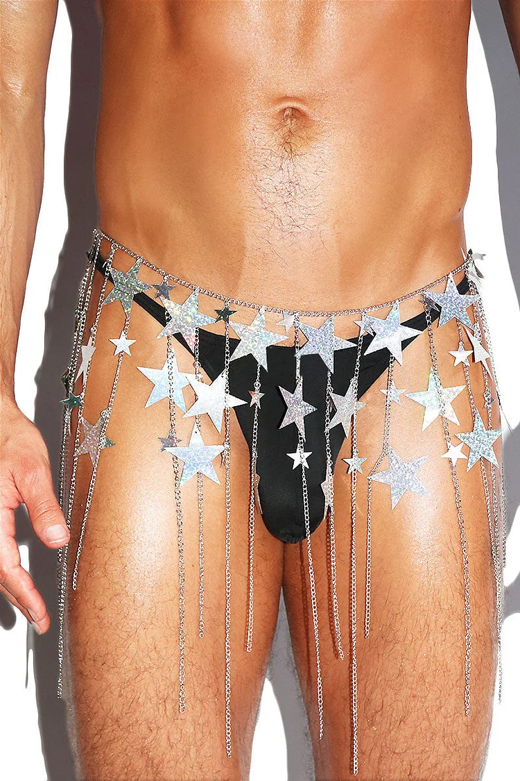 Metal Silver Stars Long Fringe Body Chain