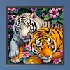 Deux tigres en fleur 5d maison-de-m&ecirc;me full square drill diamond kits de peinture pour adultes d&eacute;butants d&eacute;coration int&eacute;rieure diamants dots kits d&rsquo;art gemmaire peintures de diamants art 40*40cm