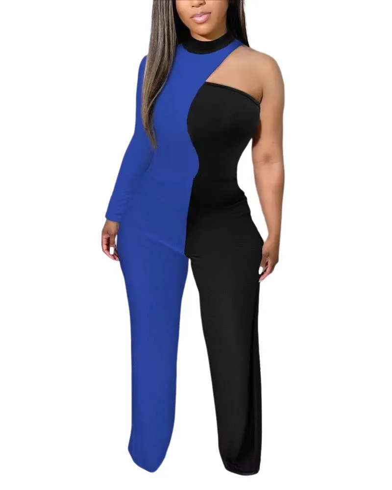 Uveng Uveng Spring And Summer New Women's Irregular Trousers Out-Shoulder Commuting Jumpsuit