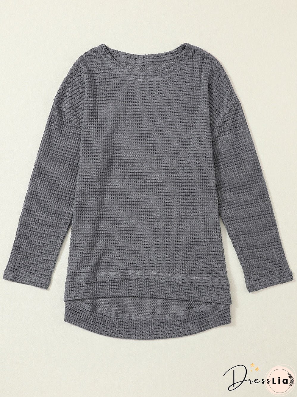 Drop Shoulder Waffle Knit Top