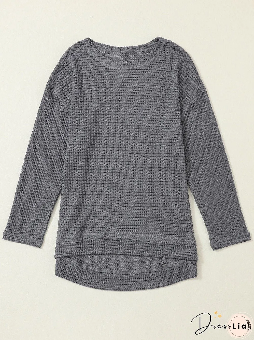 Drop Shoulder Waffle Knit Top
