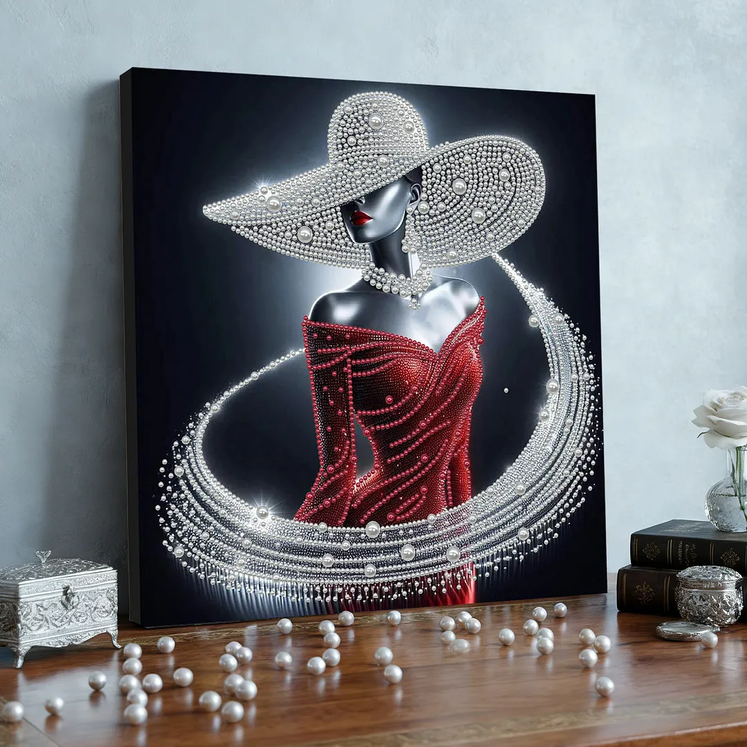 Elegant Lady - DIY Pearl Diamond Art Kit With Frame 30*30cm