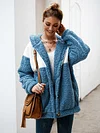 Stitching Color Plush Hooded Coat