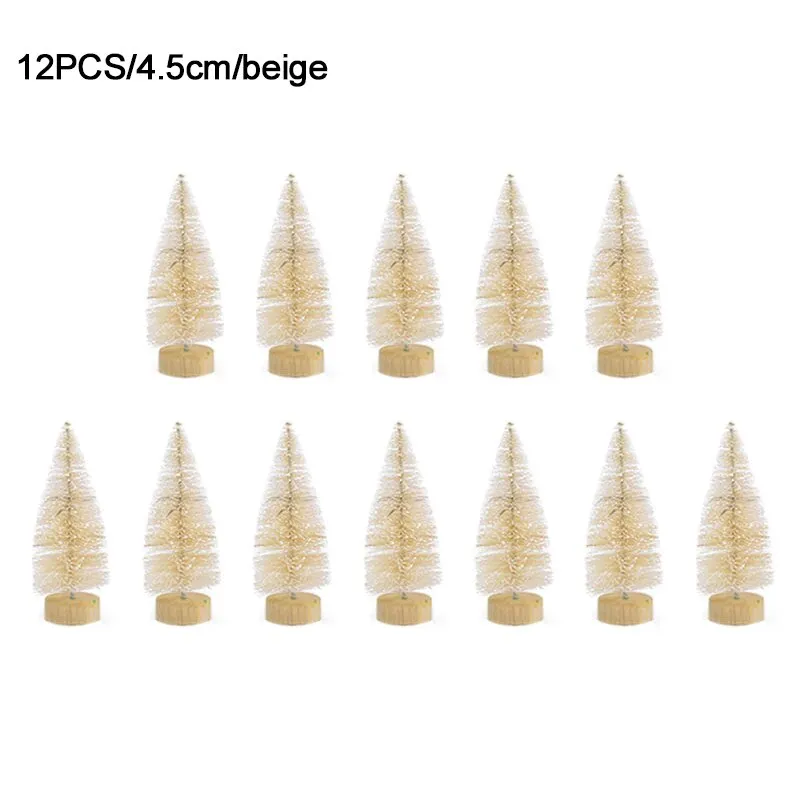 12pcs Mini Christmas Tree Pine Tree DIY Christmas Decorations For Home Table Navidad Xmas Ornaments New Year Decor Kids Gift