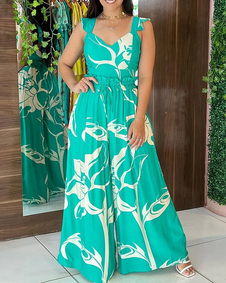 Printed Sleeveless Two-piece Suit
