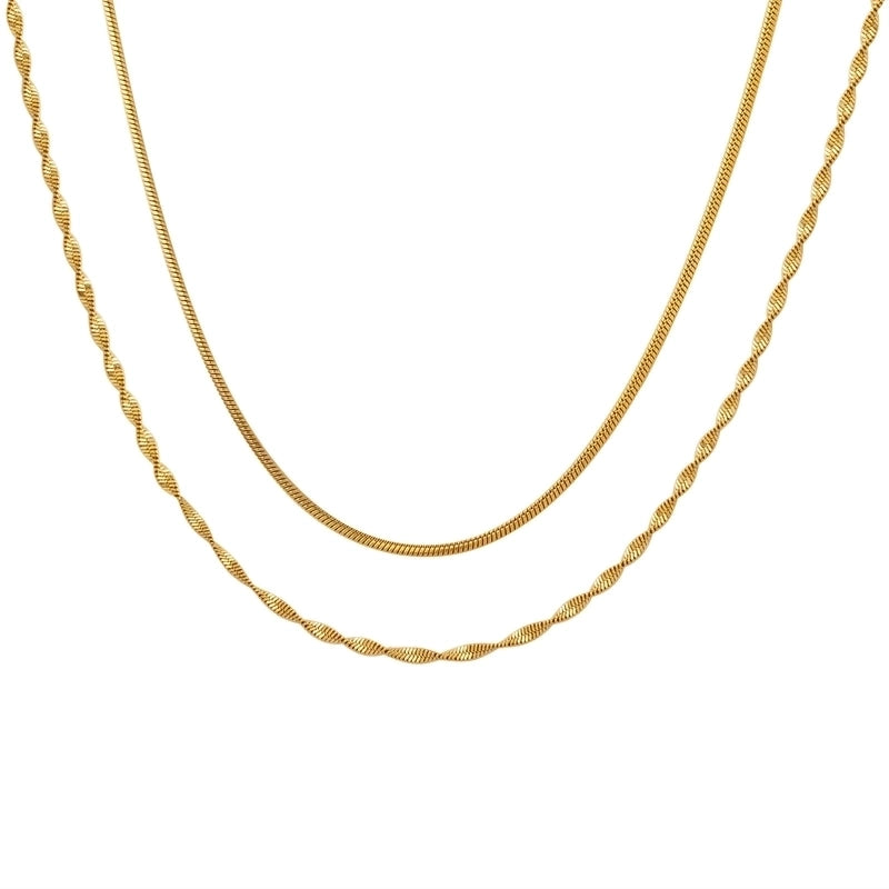 Casual Minimalist Solid Color 304 Stainless Steel 18K Gold Plated Plating Layered Necklaces
