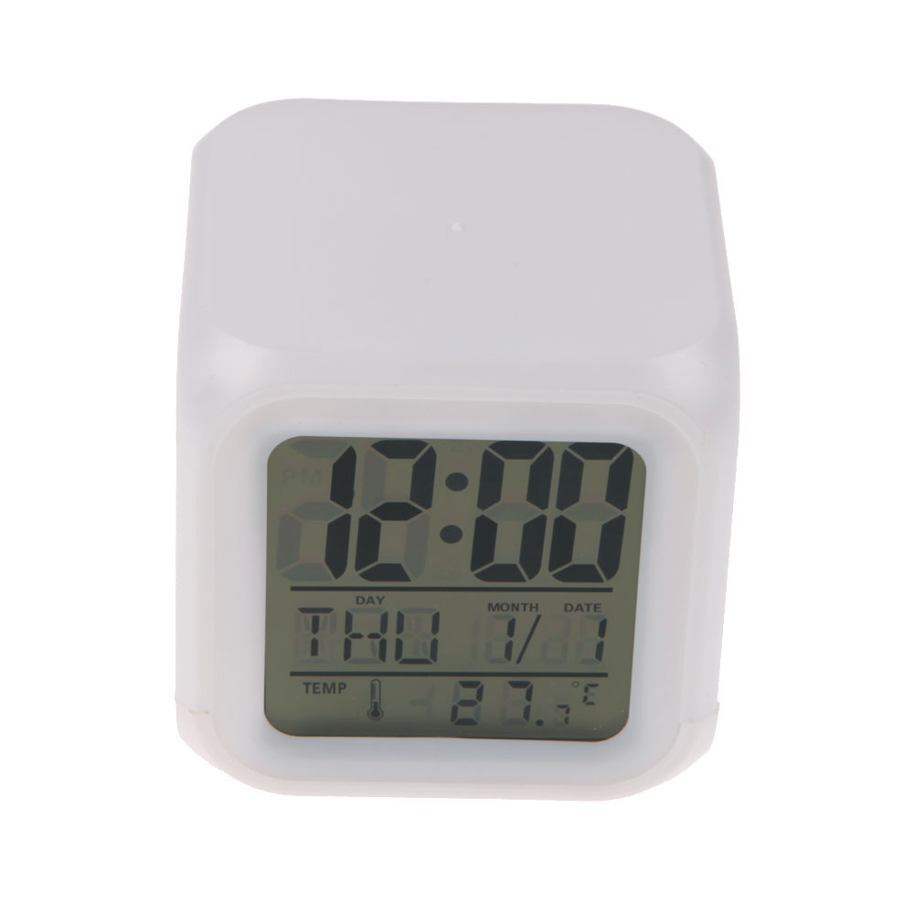 

Led 7 Color Glowing Change Digital Glowing Alarm Thermometer Clock Cube, 501 Original