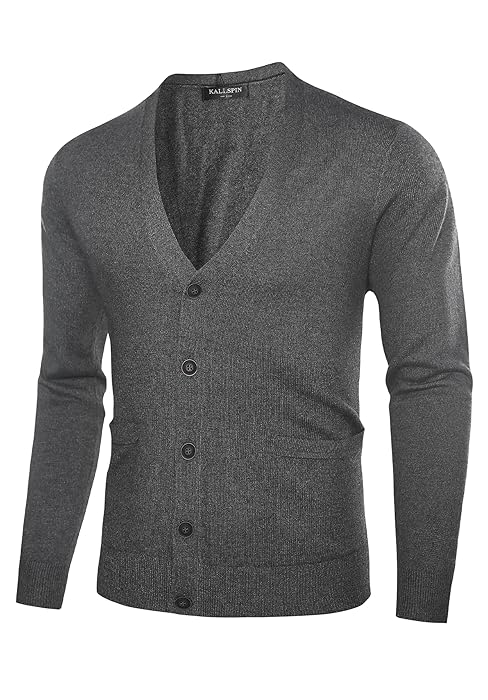 Men's Cardigan Sweaters Wool Blend V Neck Button Down Sweaters