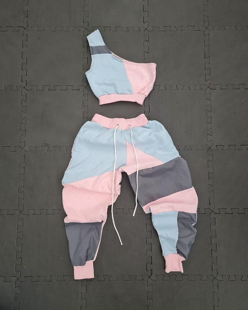 Women's Sporty Patchwork Printed Sets01