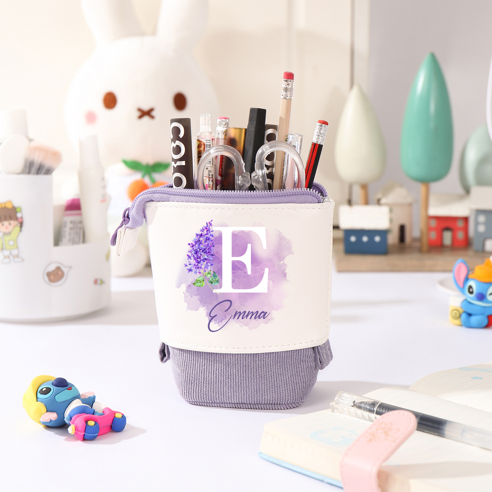 Personalised Pencil Case Custom Name & Letter & Birthday Flower Pen Pouch Back To School Gift for Kids-Jessemade AU