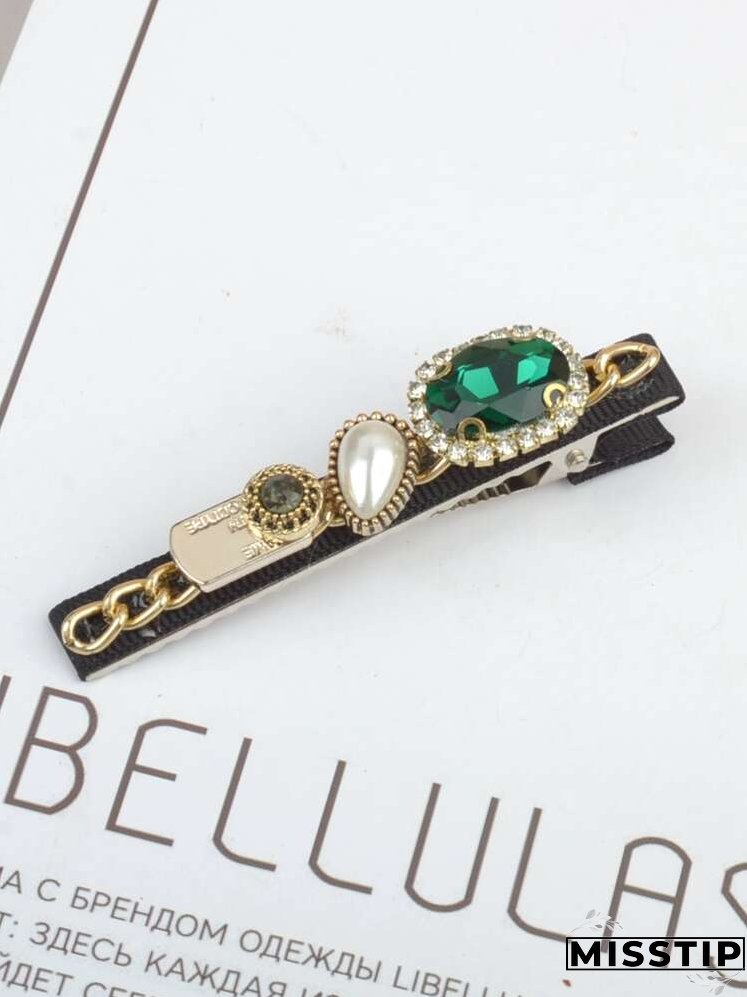 Gemstone & Faux Pearl Decor Hair Clip