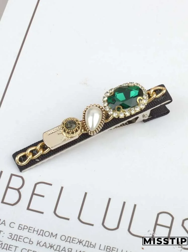 Gemstone & Faux Pearl Decor Hair Clip