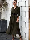 Button Shirt Collar Maxi Dress