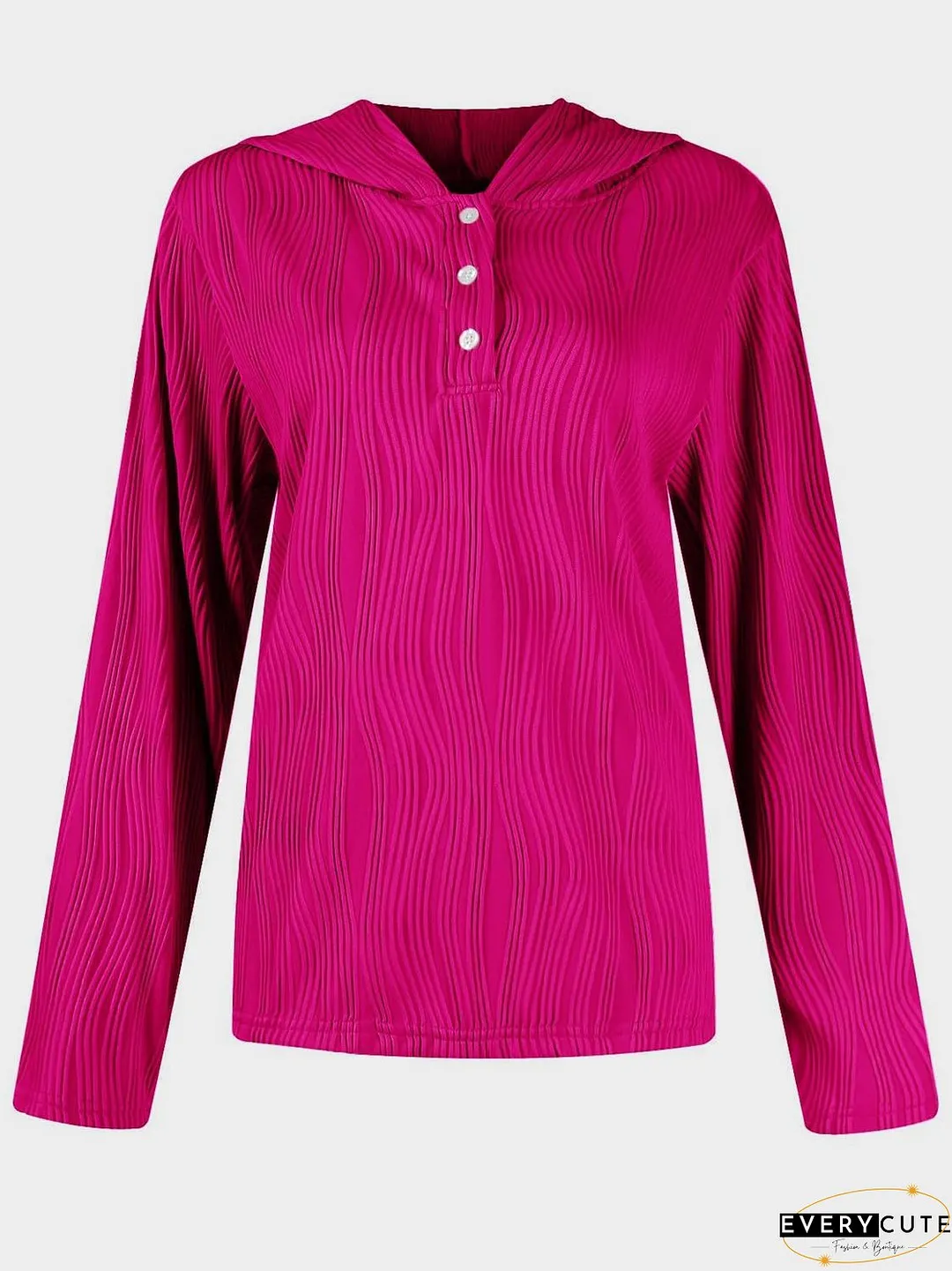Textured Long Sleeve Hoodie