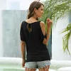 Round Neck Women's Off-Shoulder Bat Loose Casual T-shirt Top