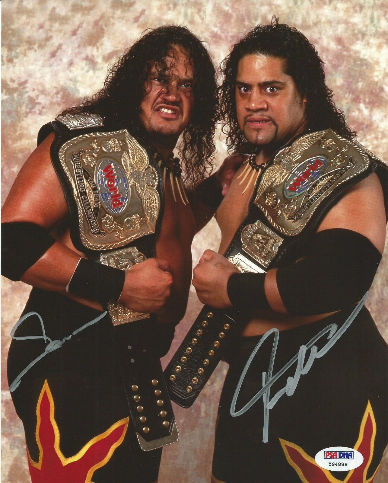 Rikishi Fatu & Samu Signed The Headshrinkers 8x10 Photo Poster painting PSA/DNA COA WWE Picture