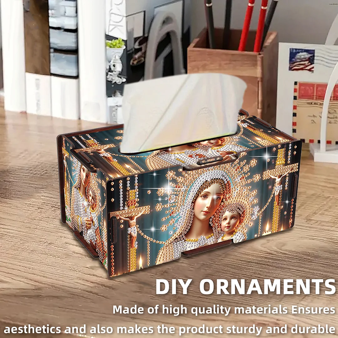 Wooden Diamond Painting Tissue Box for Home and Office Decoration (ZJH029)