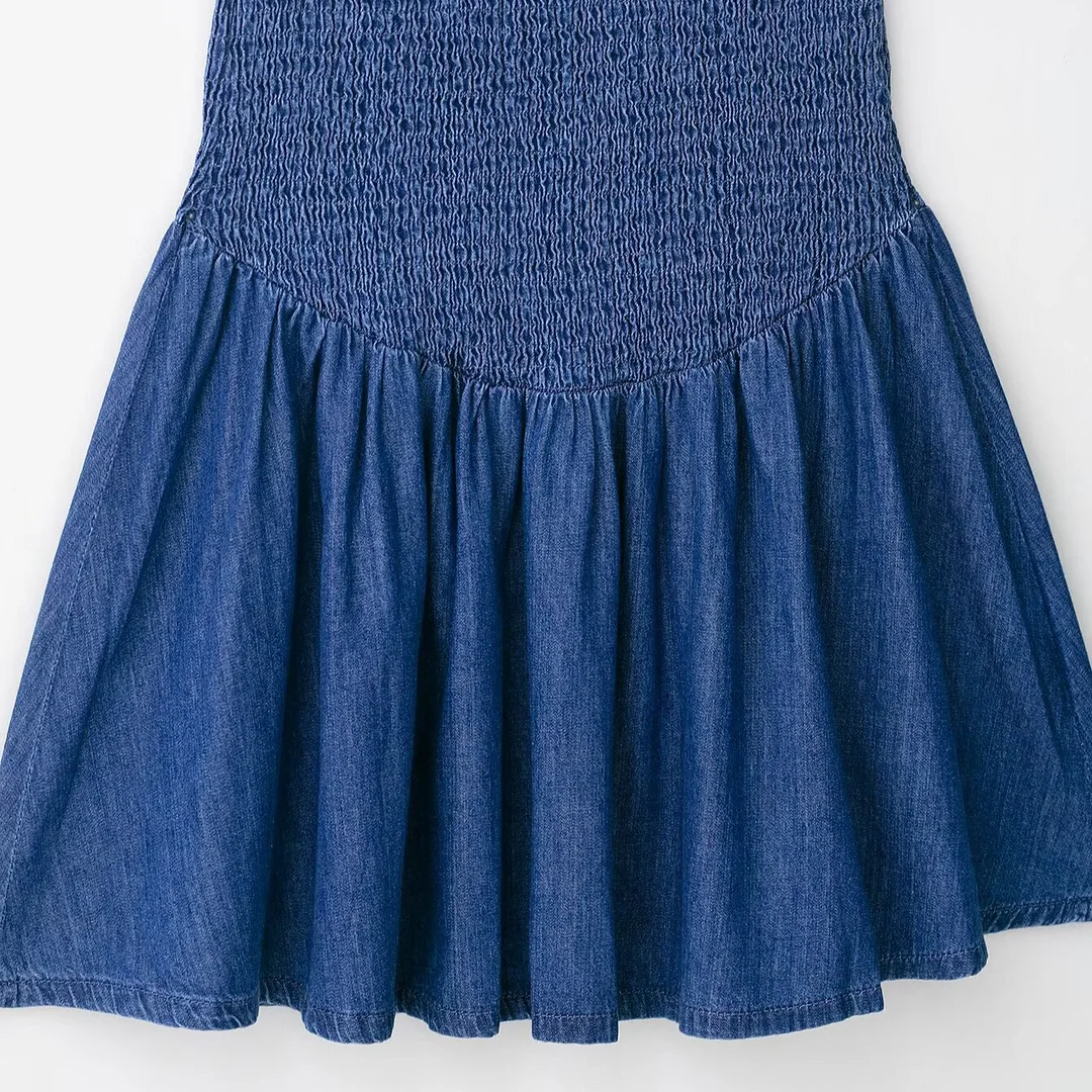 Nigikala Nigikala Women's Summer 2025 New Laminated Cowboy Bee Nest Short Dress 4365280