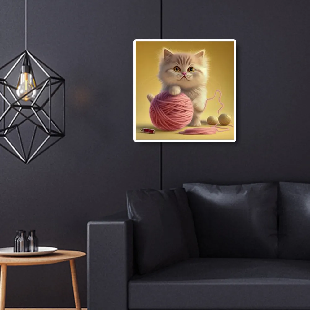 DIY Paint By Number 40*40cm - Cat Playing With Yarn