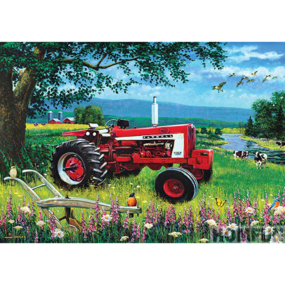 

(Multi-Size) Field Tractor - Round/Square Drill Diamond Painting - 40*30CM, Round diamond 40*50cm, 501 Original