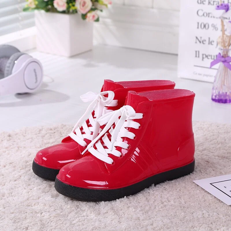Jelly Transparent Anti-Slip Fashion Waterproof Shoes Rainshoes Rain Boots Shoe Cover Woolen Cotton Rubber Boots Female Short