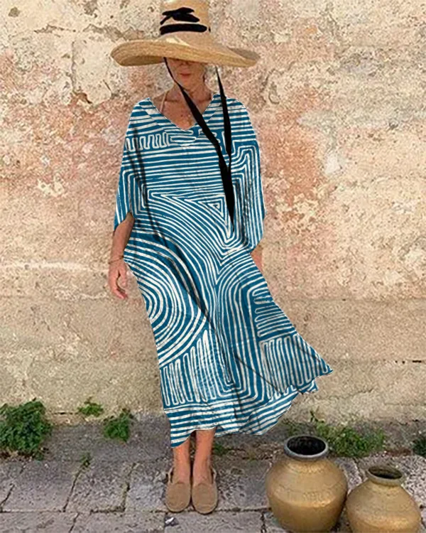 Resort Abstract Art Print Loose Fit Dress