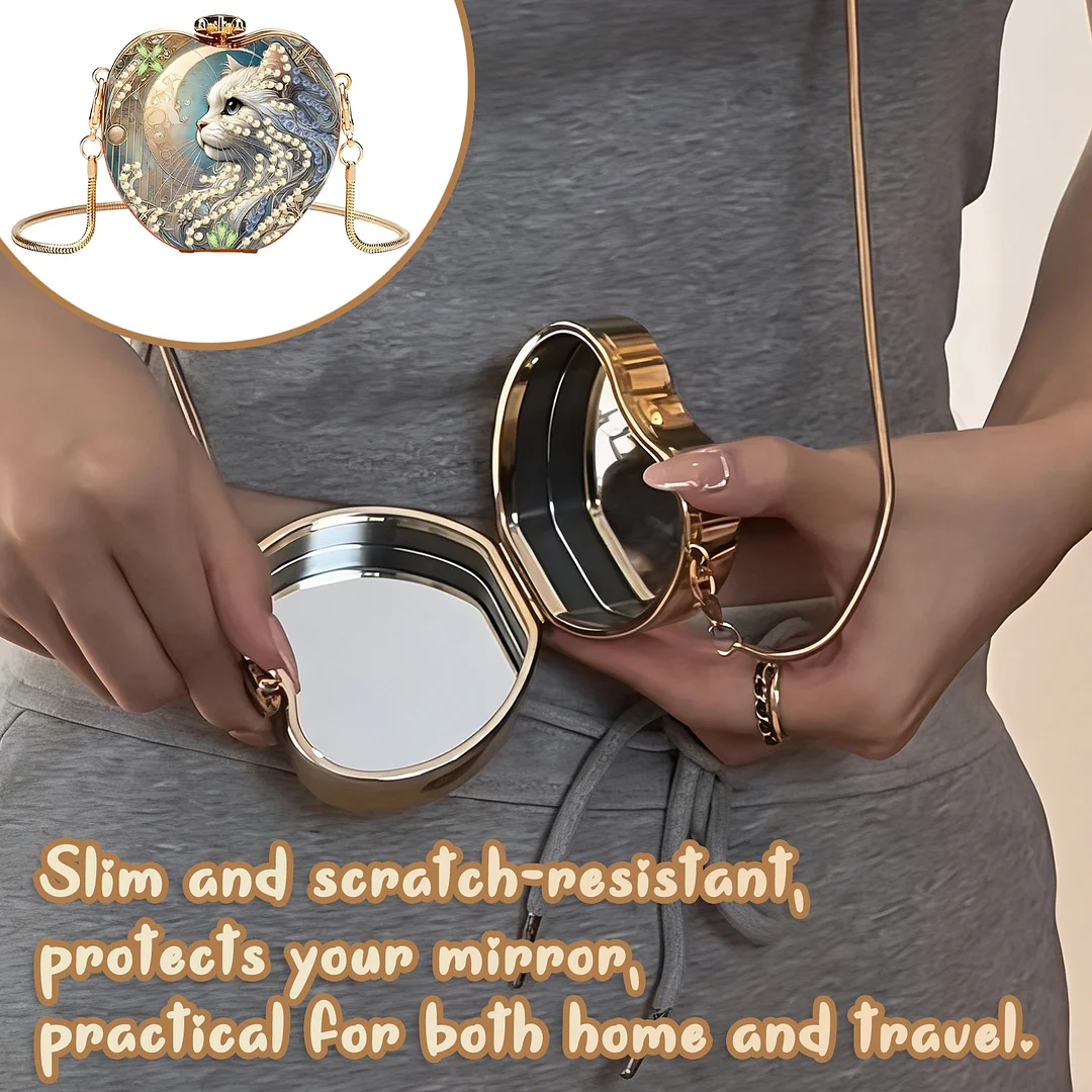 Cat Moon DIY Acrylic Love Diamond Art Painting Card Case Wallet with Chain Small Diamond Painting Crossbody Bag for Adults Women Girls Gift