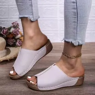 Breakj Breakj New Women's Summer Slope And Thick-Bottom Slippers Large-Size Casual Fashion Simple Thick Bottom Increase