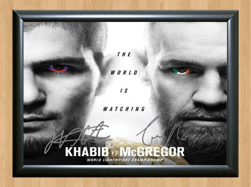 Khabib Nurmagomedov vs Conor McGregor  MMA Signed Autographed Photo Poster painting Poster Print Memorabilia A4 Size