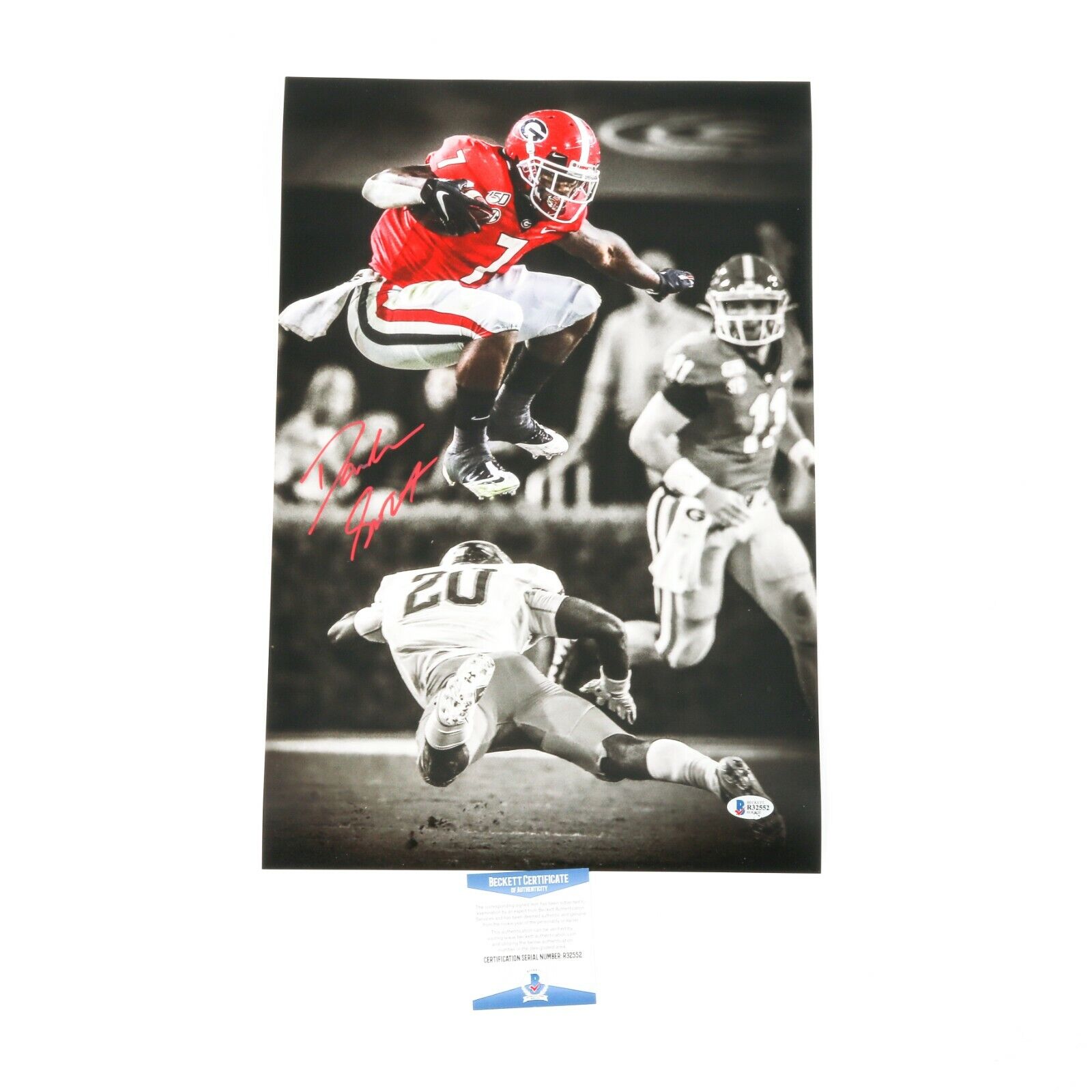 D’Andre Swift Signed Leap Photo Poster painting 12x18 Georgia Bulldogs Signed Swift Signed