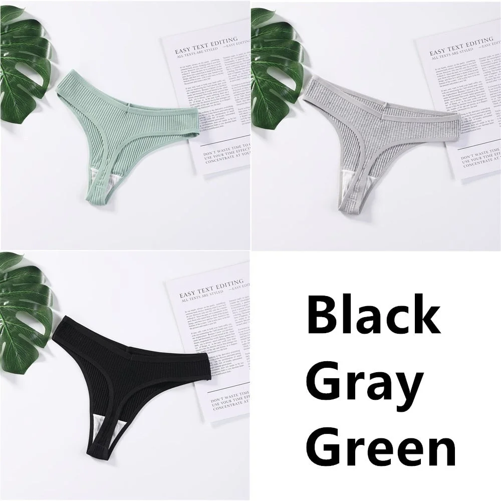 3Pcs/Set Panties G-String Ladies Sexy Panties Ladies Ladies Thong Underwear Low Waist Solid Comfortable Cotton Panties Lingerie