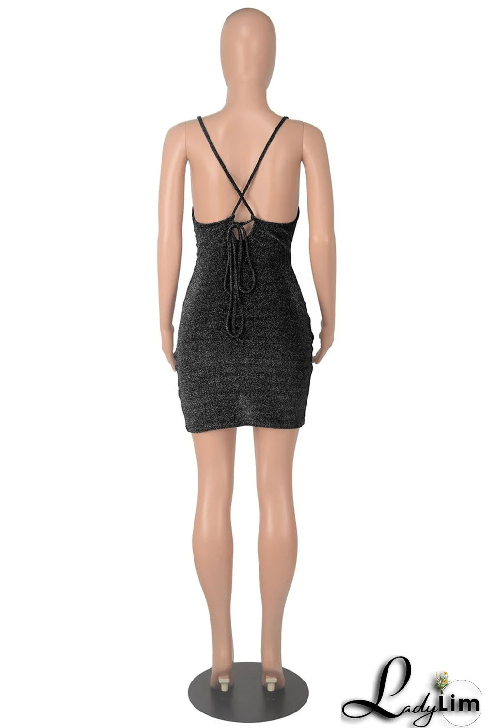 Purple Fashion Sexy Solid Bandage Backless Spaghetti Strap Sleeveless Dress