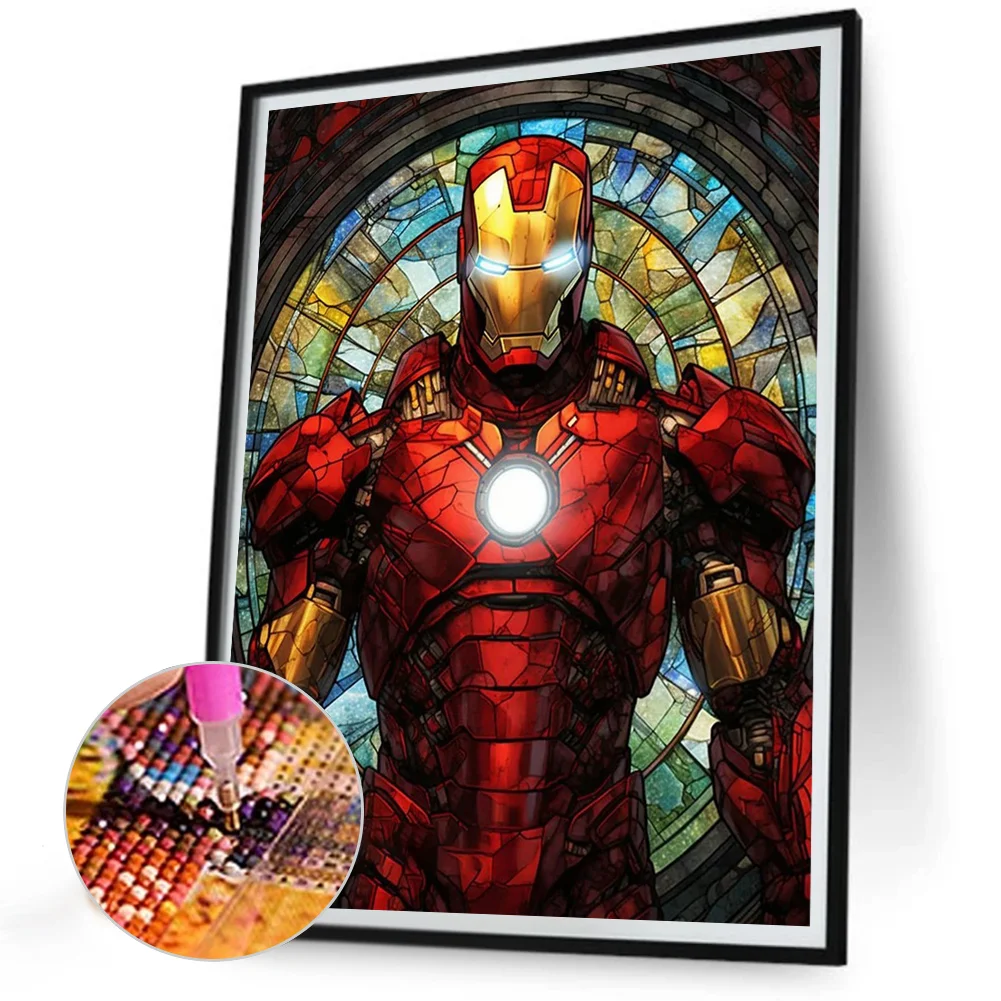 Diamond Painting - Full Round Drill - Stained Glass Iron Man(Canvas|30*40cm)