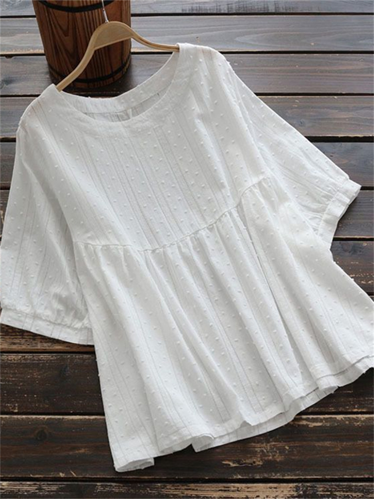 Pleated Puff Sleeve A Line Tunic