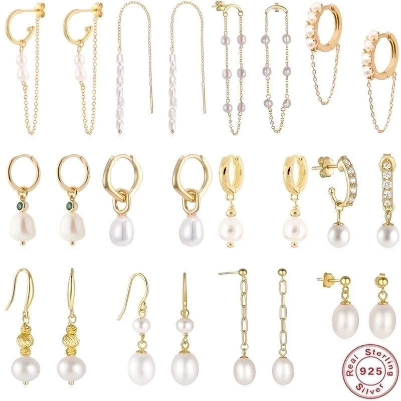 1 Pair Fashion Ball Plating Inlay 925 Sterling Silver Pearl Zircon Drop Earrings