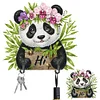 (US Local)Panda Theme Wood DIY Diamond Painting Hooks Home Decor Craft Kit for Wall Decor