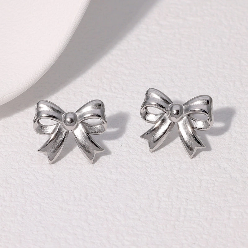 1 Pair IG Style Cute Minimalist Bow Knot 304 Stainless Steel 18K Gold Plated Ear Studs