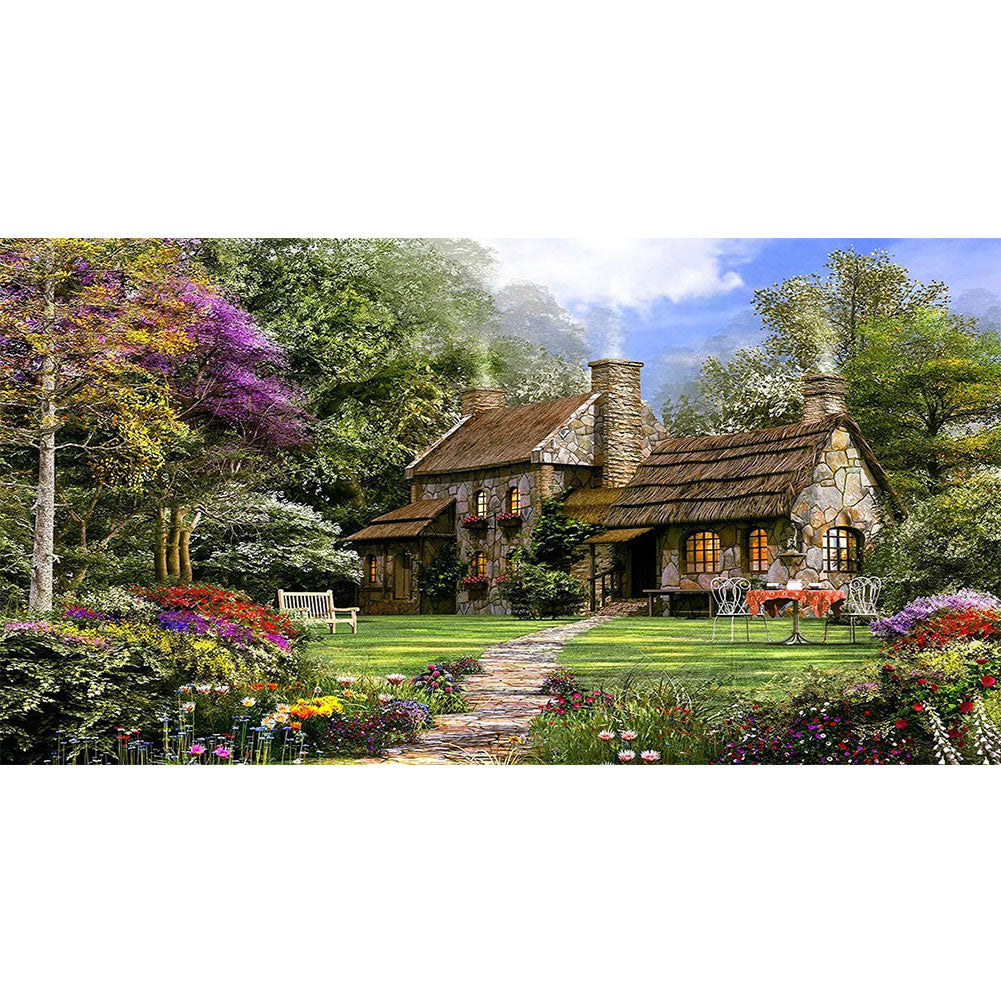 Forest House 85*45CM(Canvas) Full Round Drill Diamond Painting gbfke