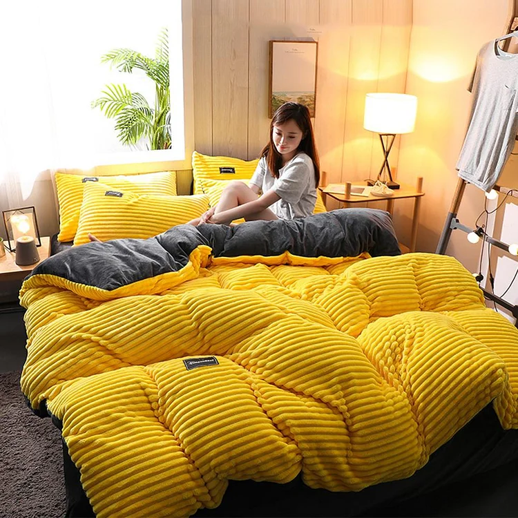 Thicken Corduroy Velvet Four-Piece Bedding Set by LuxuryLifeWay