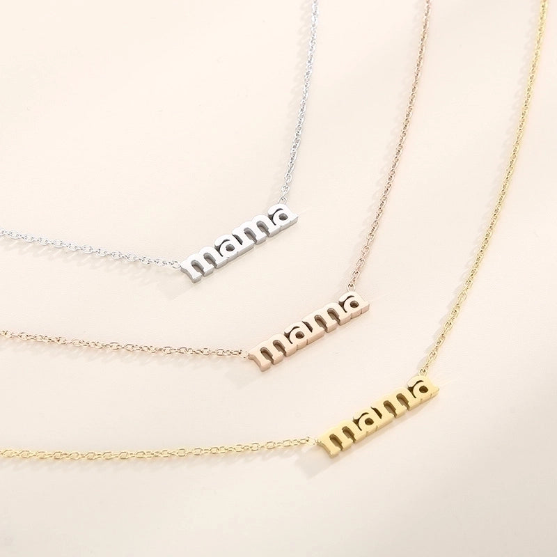 Stainless Steel 18K Gold Plated MAMA Minimalist Plating Solid Color Necklace