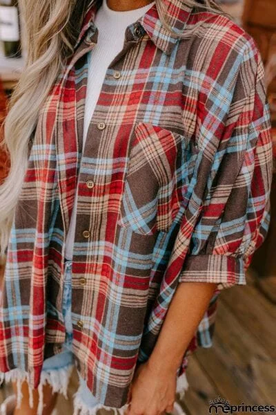 Plaid Pocketed Button Up Shirt