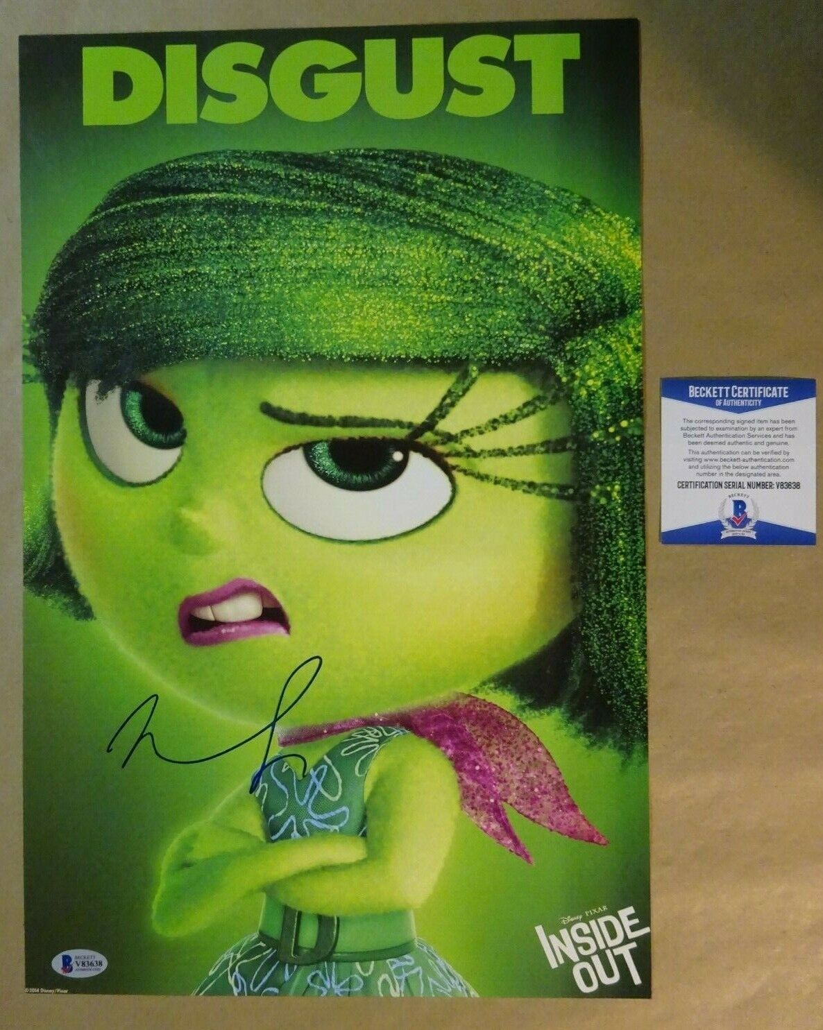 Signed MINDY KALING Autographed INSIDE OUT DISGUST 11x17